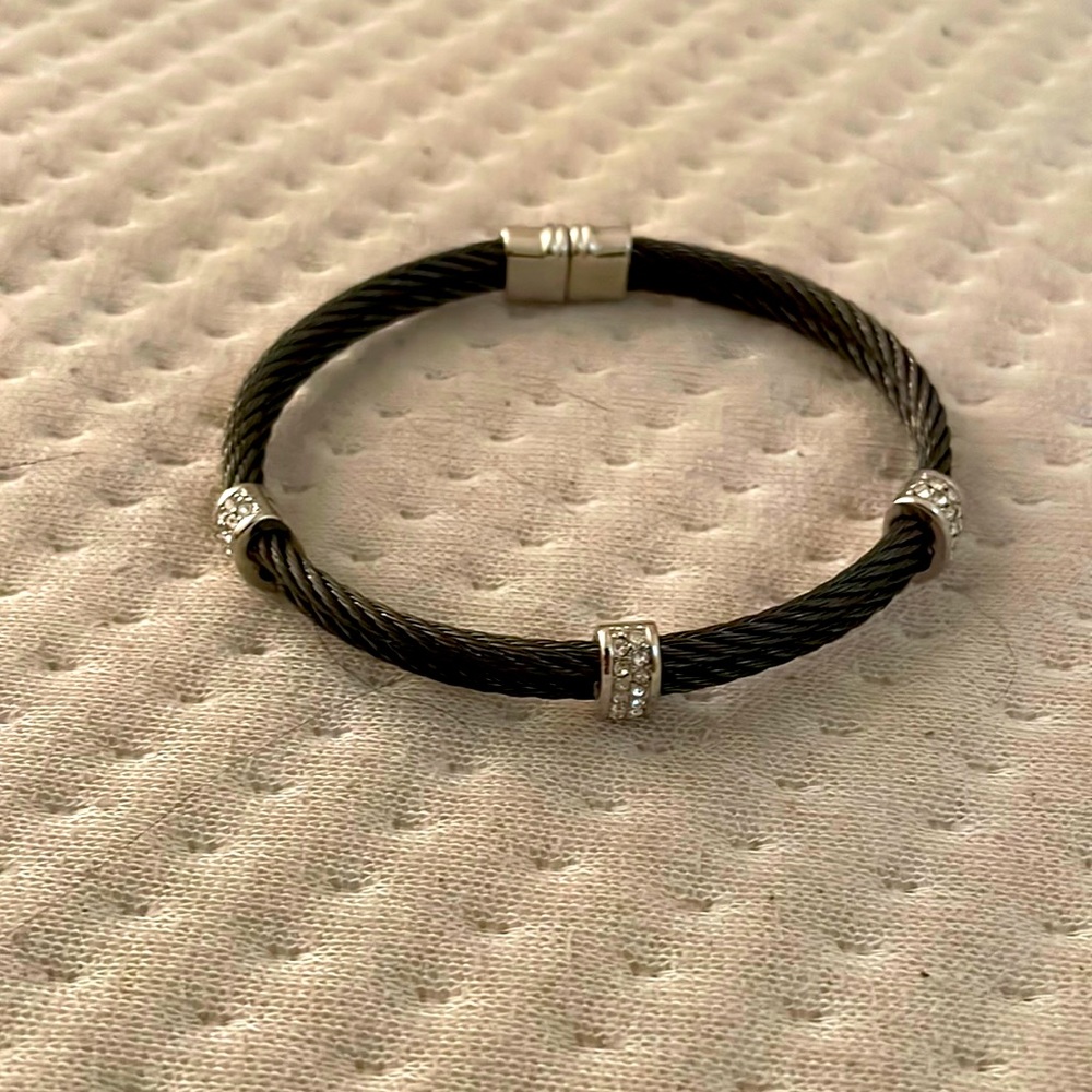 Black and diamond bracelet